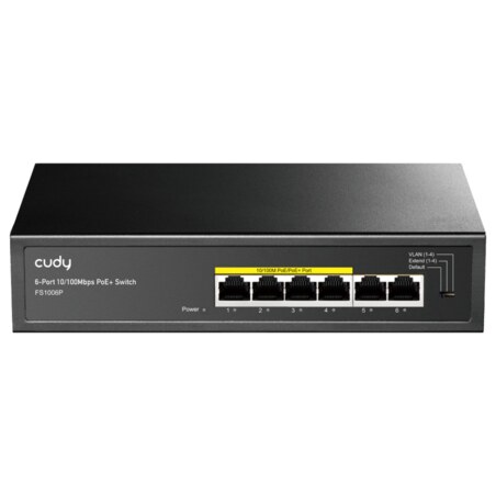Cudy FS1006P switch No administrado Fast Ethernet (10/100) Energía sobre Ethernet (PoE) Negro