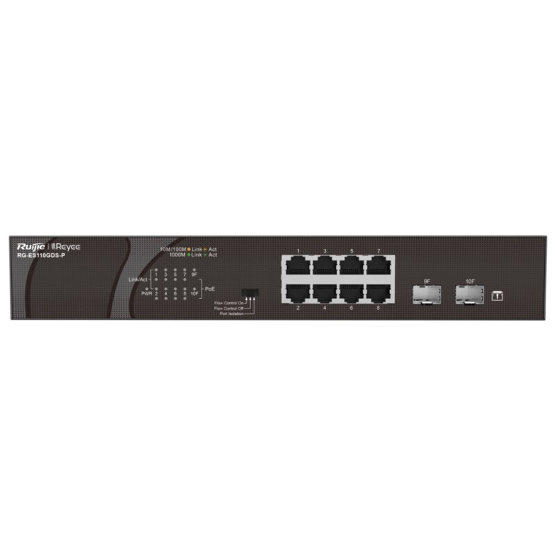 Ruijie Networks RG-ES110GDS-P switch No administrado Gigabit Ethernet (10/100/1000) Energía sobre Ethernet (PoE) Negro