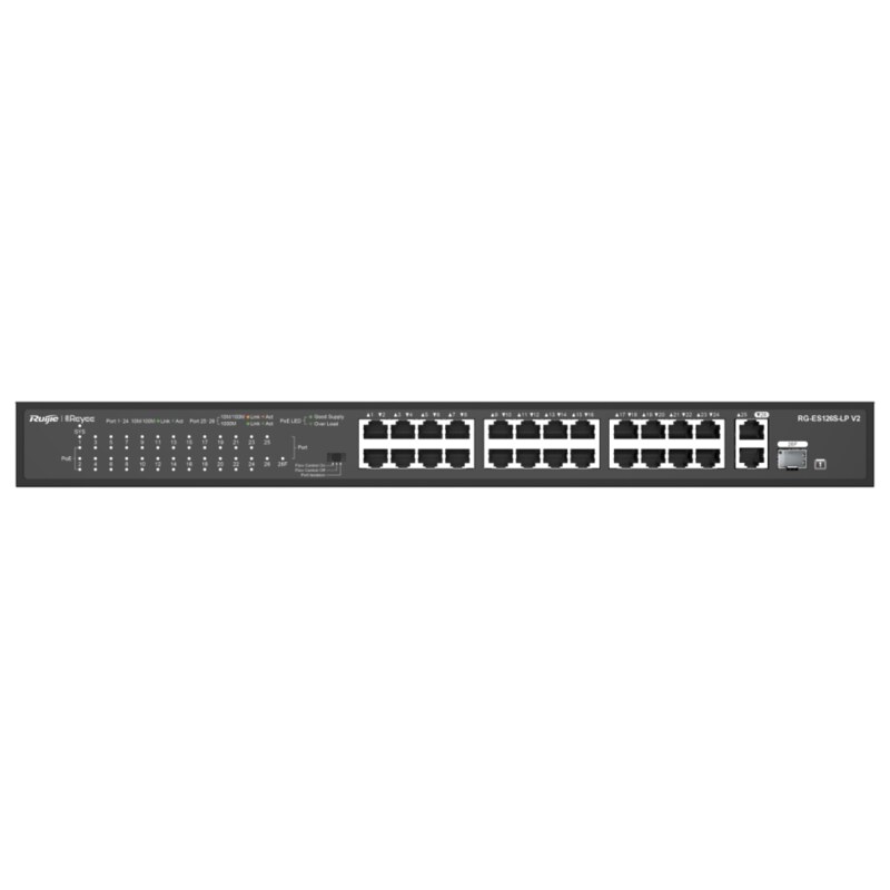 Ruijie Networks RG-ES126S-LP V2 switch No administrado Fast Ethernet (10/100) Energía sobre Ethernet (PoE) Negro