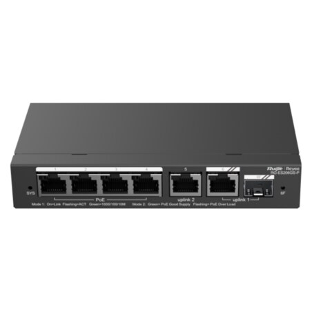 Ruijie Networks RG-ES206GS-P switch Gestionado L2 Gigabit Ethernet (10/100/1000) Energía sobre Ethernet (PoE) Negro