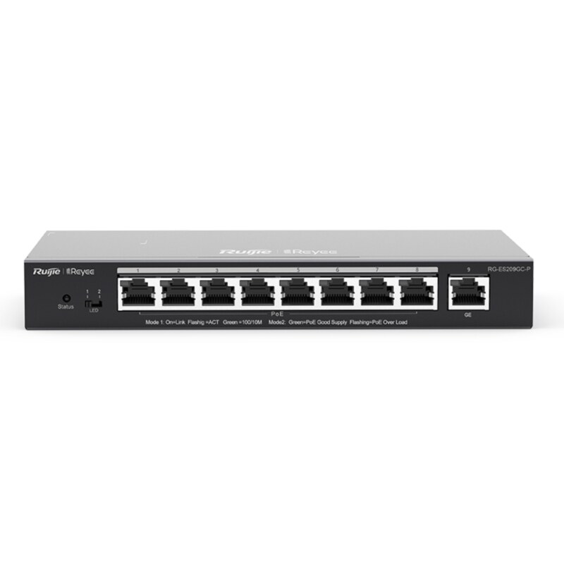 Ruijie Networks RG-ES209GC-P switch Gestionado Gigabit Ethernet (10/100/1000) Energía sobre Ethernet (PoE) Negro