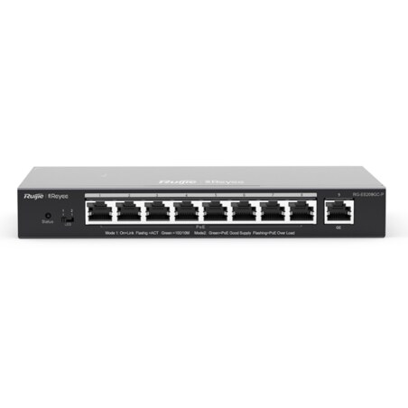 Ruijie Networks RG-ES209GC-P switch Gestionado Gigabit Ethernet (10/100/1000) Energía sobre Ethernet (PoE) Negro