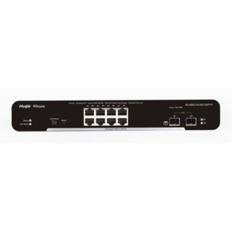 Ruijie Networks RG-NBS3100-8GT2SFP-P switch Gestionado L2 Gigabit Ethernet (10/100/1000) Energía sobre Ethernet (PoE) Negro