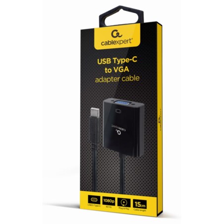 Gembird A-CM-VGAF-01 Adaptador gráfico USB 1920 x 1080 Pixeles Negro