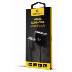 Gembird A-VGA-HDMI-02 adaptador de cable de vídeo 0,15 m HDMI + VGA (D-Sub) VGA (D-Sub) Negro