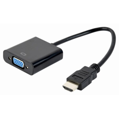 Gembird A-HDMI-VGA-04 adaptador de cable de vídeo 0,15 m VGA (D-Sub) HDMI tipo A (Estándar) Negro
