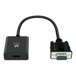 Ewent EW9866 adaptador de cable de vídeo 0,202 m VGA (D-Sub) HDMI + 3.5mm Negro