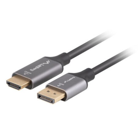Lanberg CA-DPHD-20CU-0018-BK adaptador de cable de vídeo 1,8 m DisplayPort HDMI tipo A (Estándar) Negro, Plata