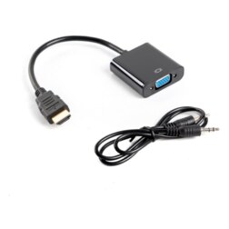 Lanberg AD-0017-BK adaptador de cable de vídeo 0,2 m VGA (D-Sub) HDMI tipo A (Estándar) Negro