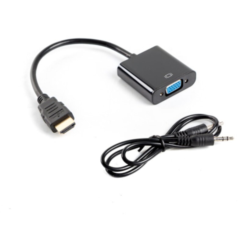 Lanberg AD-0017-BK adaptador de cable de vídeo 0,2 m VGA (D-Sub) HDMI tipo A (Estándar) Negro