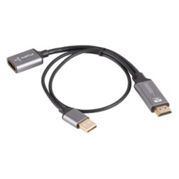 Lanberg AD-HD-DP-02 adaptador de cable de vídeo 0,2 m HDMI tipo A (Estándar) DisplayPort Plata