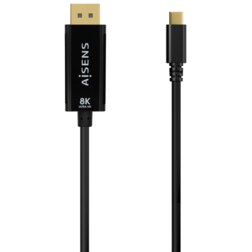 AISENS Cable Conversor USB-C a Displayport 8K@60Hz, USB-C/M-DP/M, Negro, 0.8M