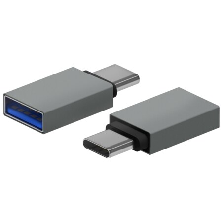 AISENS Mini Adaptador Aluminio USB 3.2 Gen1 3A, Tipo USB-C/M-A/H, Gris