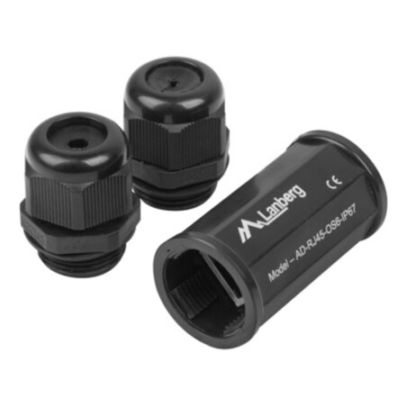 Lanberg AD-RJ45-OS6-IP67 cambiador de género para cable RJ-45 Negro