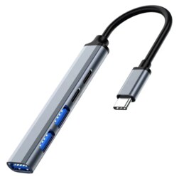 Ewent EW1149 hub de interfaz USB 3.2 Gen 1 (3.1 Gen 1) Type-C 5000 Mbit/s Gris, Plata