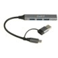 Ewent EW1154 hub de interfaz USB 3.2 Gen 1 (3.1 Gen 1) Type-A + Type-C Gris