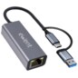 Ewent EW9819 hub de interfaz USB 3.2 Gen 1 (3.1 Gen 1) Type-A + Type-C 1000 Mbit/s Gris