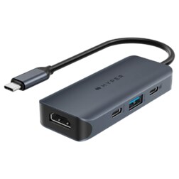 HYPER HD4001GL hub de interfaz USB 3.2 Gen 1 (3.1 Gen 1) Type-C 10000 Mbit/s Azul, Gris