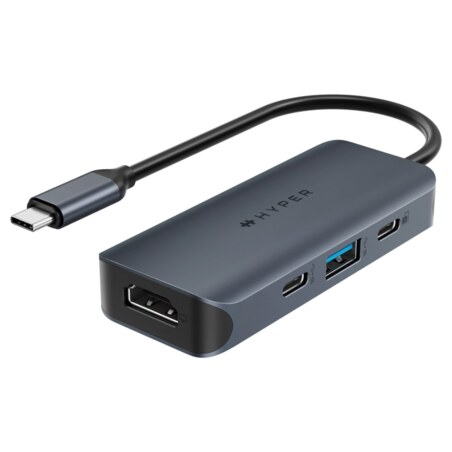 HYPER HD4001GL hub de interfaz USB 3.2 Gen 1 (3.1 Gen 1) Type-C 10000 Mbit/s Azul, Gris