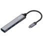 AISENS Hub USB 3.1 USB-C, Tipo C/M - 4x Tipo A/H, Gris, 10 cm