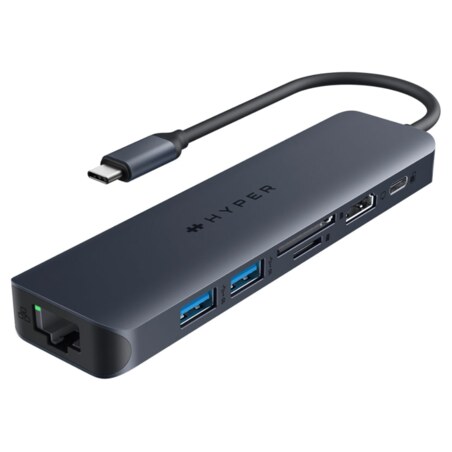 HYPER HD4003GL hub de interfaz USB 3.2 Gen 1 (3.1 Gen 1) Type-C 10000 Mbit/s Azul, Gris