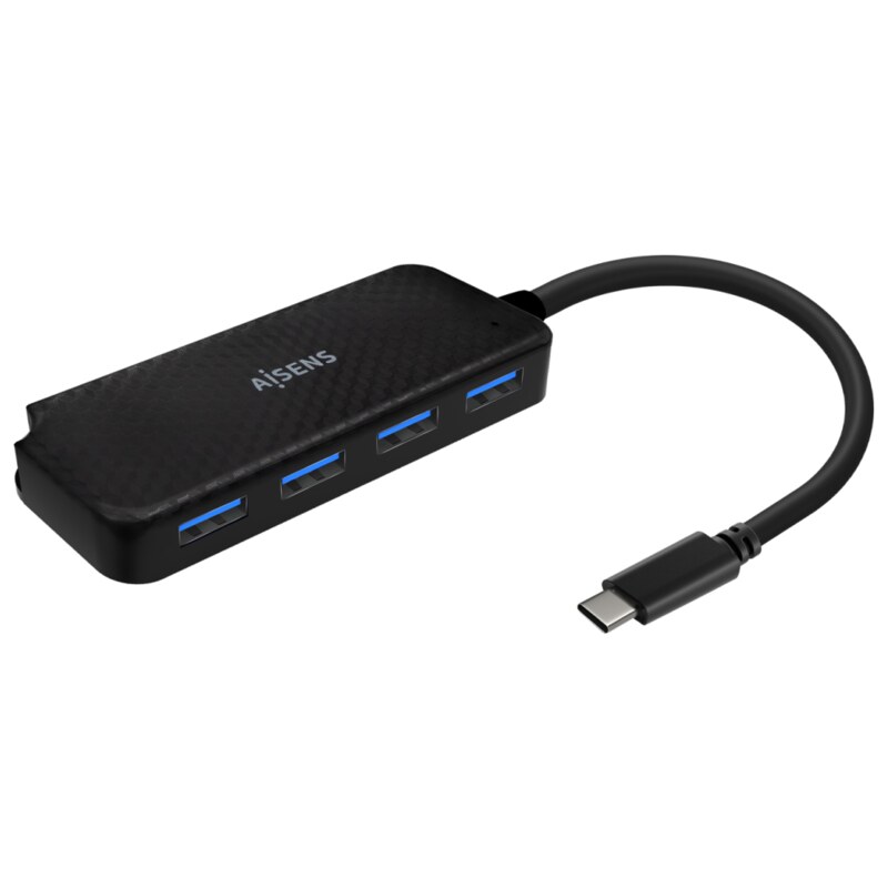 AISENS Hub USB 3.1 USB-C, USB-C/M-4x Tipo A/H, Negro, 15cm