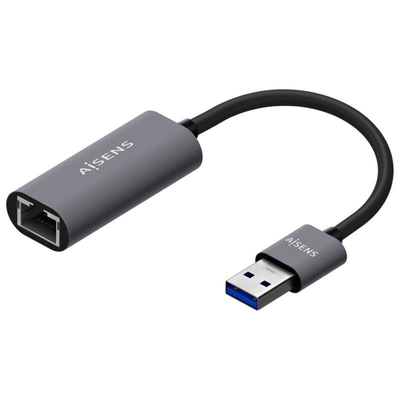 AISENS Conversor USB 3.0 A Ethernet Gigabit 10/100/1000 Mbps, Gris, 15cm