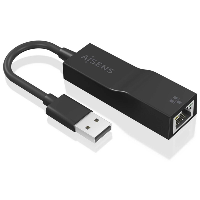 AISENS Conversor USB 3.0 a Ethernet Gigabit 10/100/1000 Mbps, Negro, 15 cm