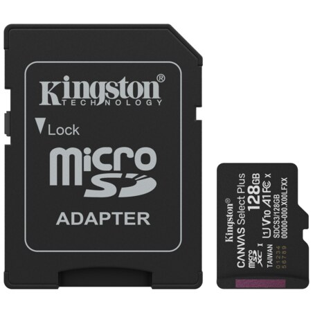 Kingston Technology 128GB microSDXC Canvas Select Plus Gen3 150MB/s A1 (Incluye adaptador de SD)