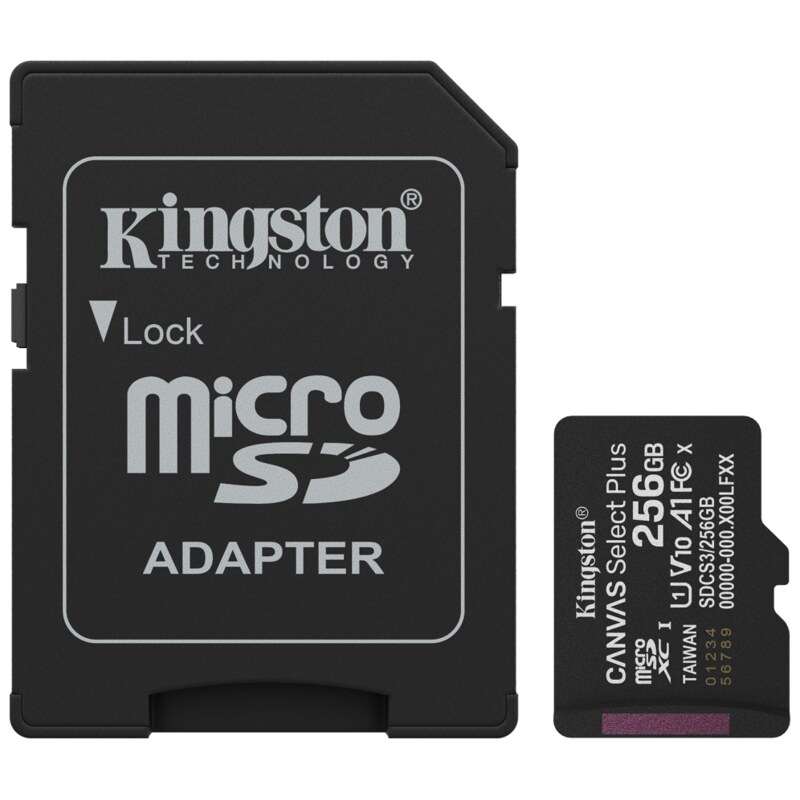 Kingston Technology 256GB microSDXC Canvas Select Plus Gen3 150MB/s A1 (Incluye adaptador de SD)