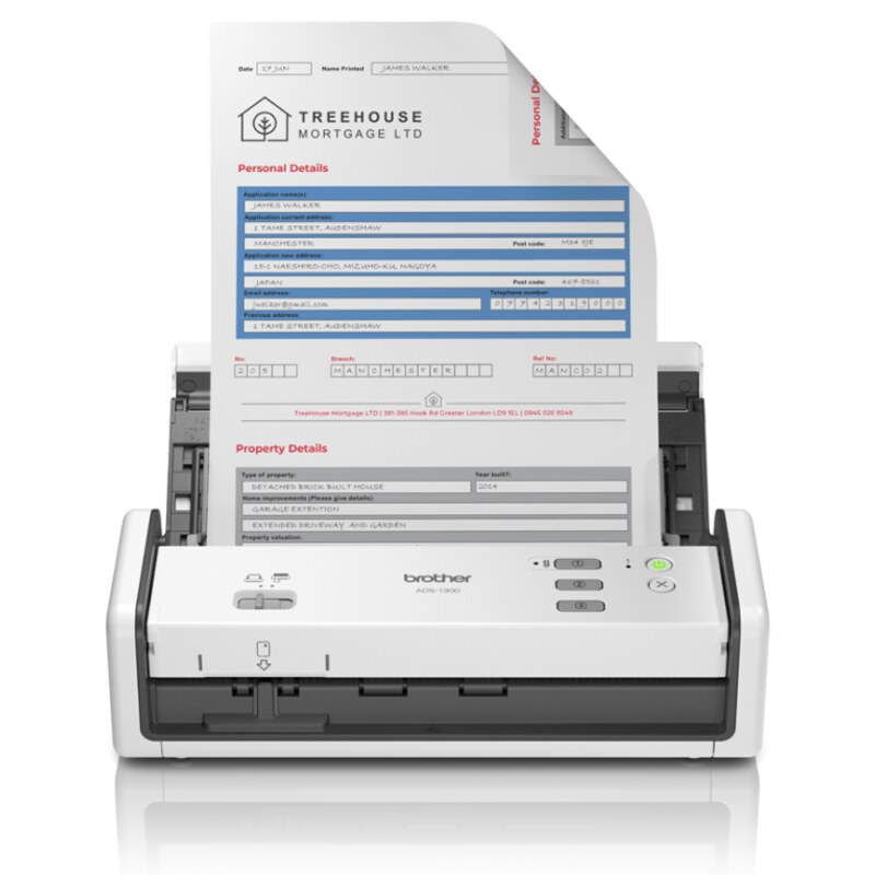 Brother ADS-1300 Escáner con alimentador automático de documentos (ADF) 1200 x 1200 DPI A4 Blanco