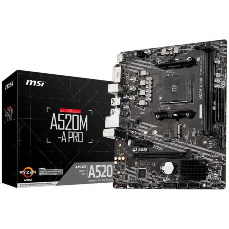 MSI A520M-A PRO placa base AMD A520 Zócalo AM4 micro ATX