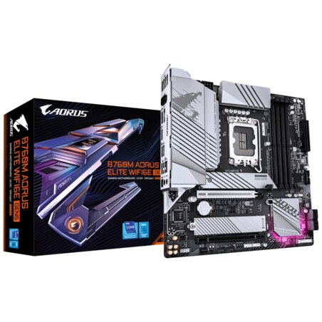 GIGABYTE B760M AORUS ELITE WIFI6E GEN5 Placa Base – Compatible con procesadores Intel Core 14ª generación, VRM digital de 12+1+1