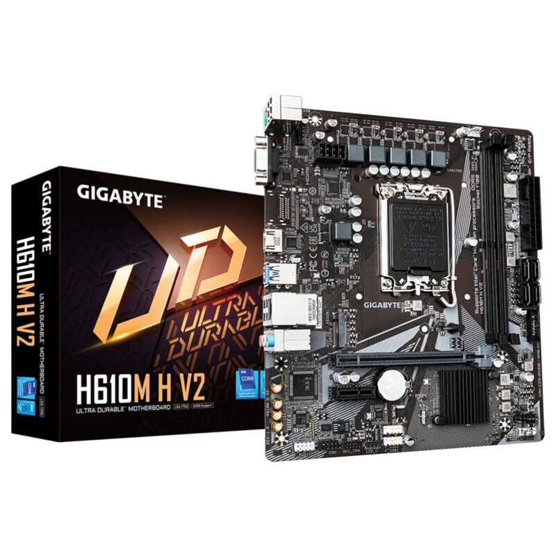GIGABYTE H610M H V2 Placa base - Compatible con procesadores Intel Core 14th CPUs, 4+1+1 Hybrid Digital VRM, up to 5600MHz DDR5,