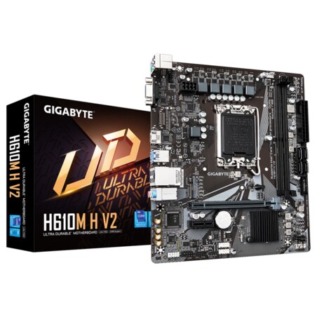 GIGABYTE H610M H V2 Placa base - Compatible con procesadores Intel Core 14th CPUs, 4+1+1 Hybrid Digital VRM, up to 5600MHz DDR5,