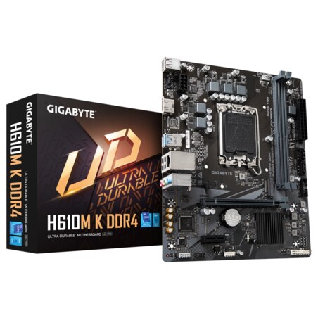 GIGABYTE H610M K DDR4 Placa base - Compatible con procesadores Intel Core 14th Gen CPUs, 3+1+1 Phases Hybrid Power Design, up to