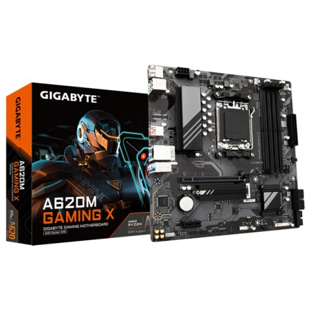GIGABYTE A620M GAMING X Placa base - Soporta CPUs AMD Ryzen 8000, VRM digital de 8+2+1 fases, hasta 8000MHz DDR5 (OC), 1xPCIe 4.