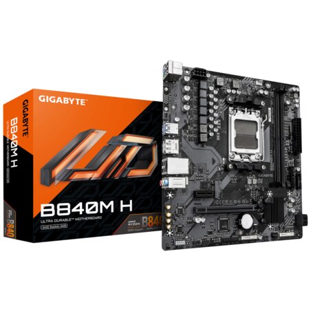 GIGABYTE B840M H Placa Base - Procesadores AMD Ryzen 9000, VRM de 5+2+2 fases, hasta 7200MHz DDR5 (O.C), 1xPCIe 4.0 M.2, LAN 1Gb