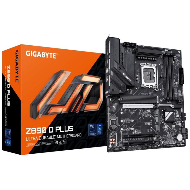 GIGABYTE Z890 D PLUS Placa Base – Compatible con procesadores Intel Core Ultra (Serie 2), VRM de 12+1+2 fases, hasta 9466 MHz DD