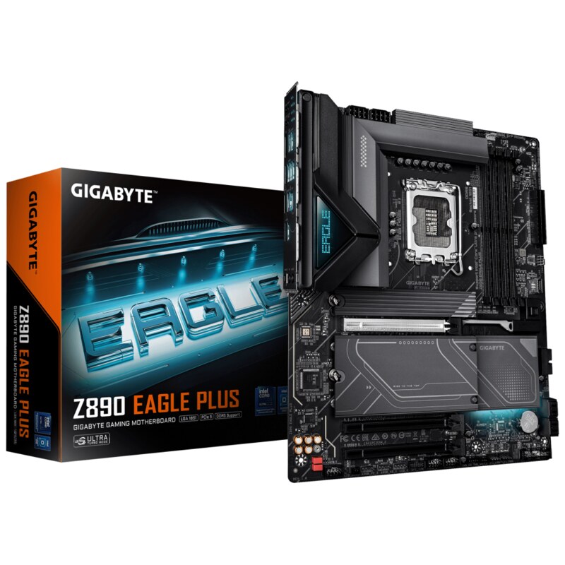 GIGABYTE Z890 EAGLE PLUS Placa Base – Compatible con procesadores Intel Core Ultra (Serie 2), VRM de 14+1+2 fases, hasta 9466 MH