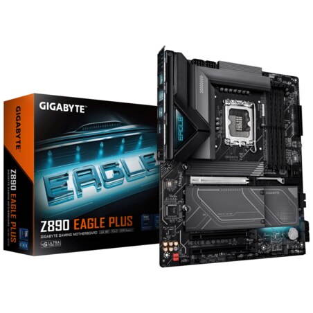 GIGABYTE Z890 EAGLE PLUS Placa Base – Compatible con procesadores Intel Core Ultra (Serie 2), VRM de 14+1+2 fases, hasta 9466 MH