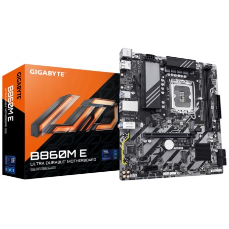 GIGABYTE B860M E Placa Base - Procesadores Intel Core Ultra Series, VRM de 4+1+2 fases, hasta 8800MHz DDR5 (O.C), 2xPCIe 4.0 M.2