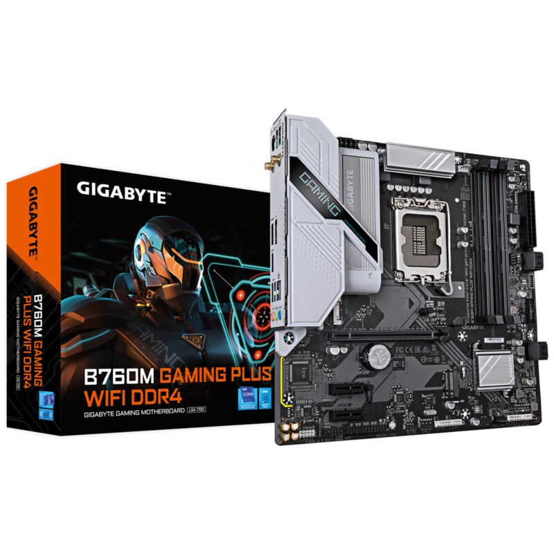 GIGABYTE B760M GAMING PLUS WIFI DDR4 Placa base - Compatible con procesadores Intel Core de 14ª generación, VRM de 4+1+1 fases, 