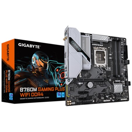 GIGABYTE B760M GAMING PLUS WIFI DDR4 Placa base - Compatible con procesadores Intel Core de 14ª generación, VRM de 4+1+1 fases, 