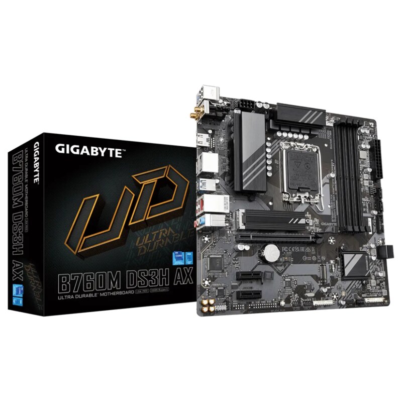 GIGABYTE B760M DS3H AX Placa Base - Compatible con procesadores Intel Core de 14ª generación, VRM digital de 6+2+1 fases, hasta 