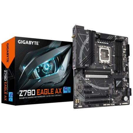 GIGABYTE Z790 EAGLE AX Placa base - Soporta CPUs Intel Core de 14ª generación, VRM digital de 12+1+1 fases, hasta 7600MHz DDR5 (