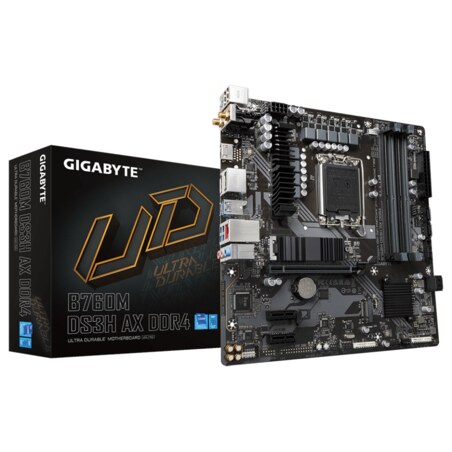 GIGABYTE B760M DS3H AX DDR4 Placa base - Soporta CPUs Intel Core de 14ª generación, VRM digital de 6+2+1 fases, hasta 5333MHz DD