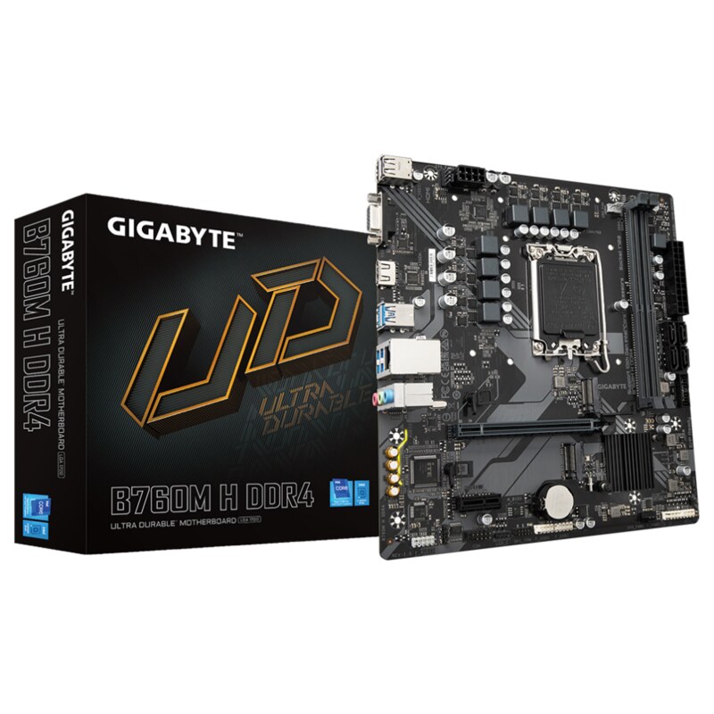 GIGABYTE B760M H DDR4 Placa base - Soporta CPUs Intel Core de 14ª generación, VRM digital de 6+1+1 fases, hasta 3200MHz DDR4 (OC