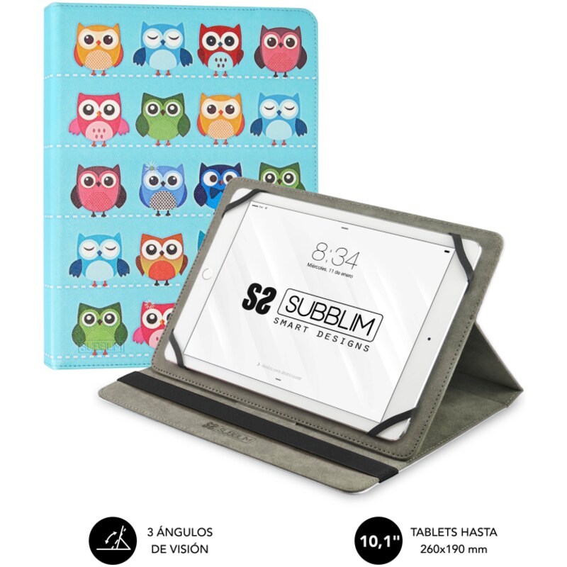 SUBBLIM Funda Tablet Universal TRENDY CASE OWLS 10.1"