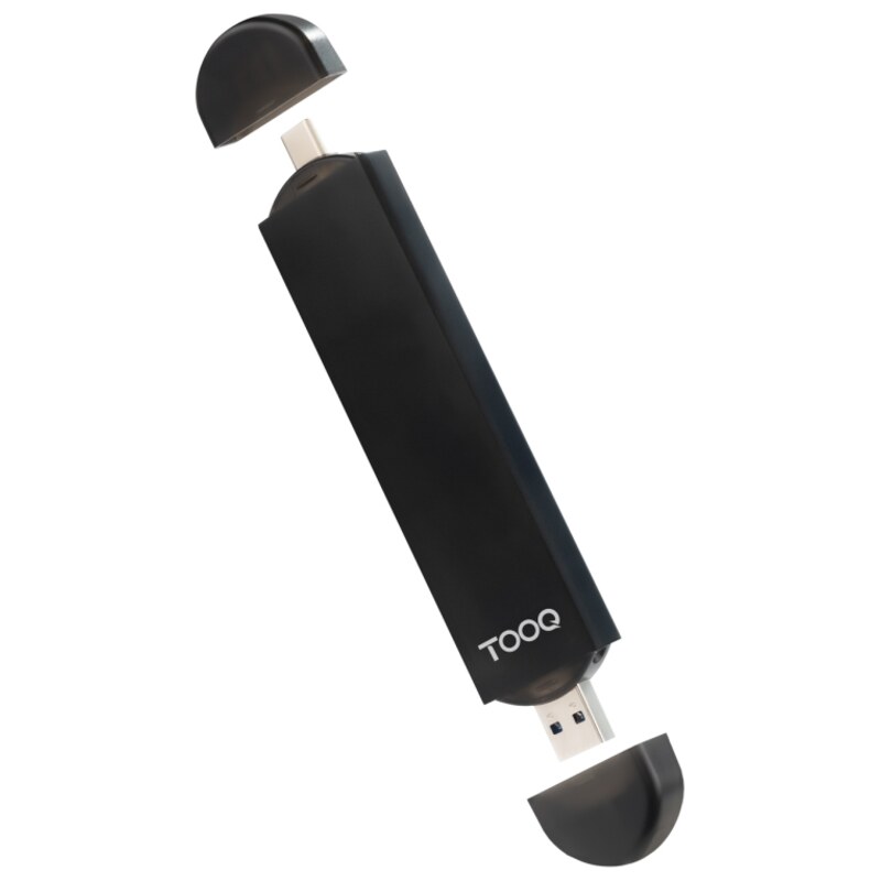 TooQ Caja Externa USB-C/M + USB-A/M para SSD M.2 NGFF/NVMe, Negra